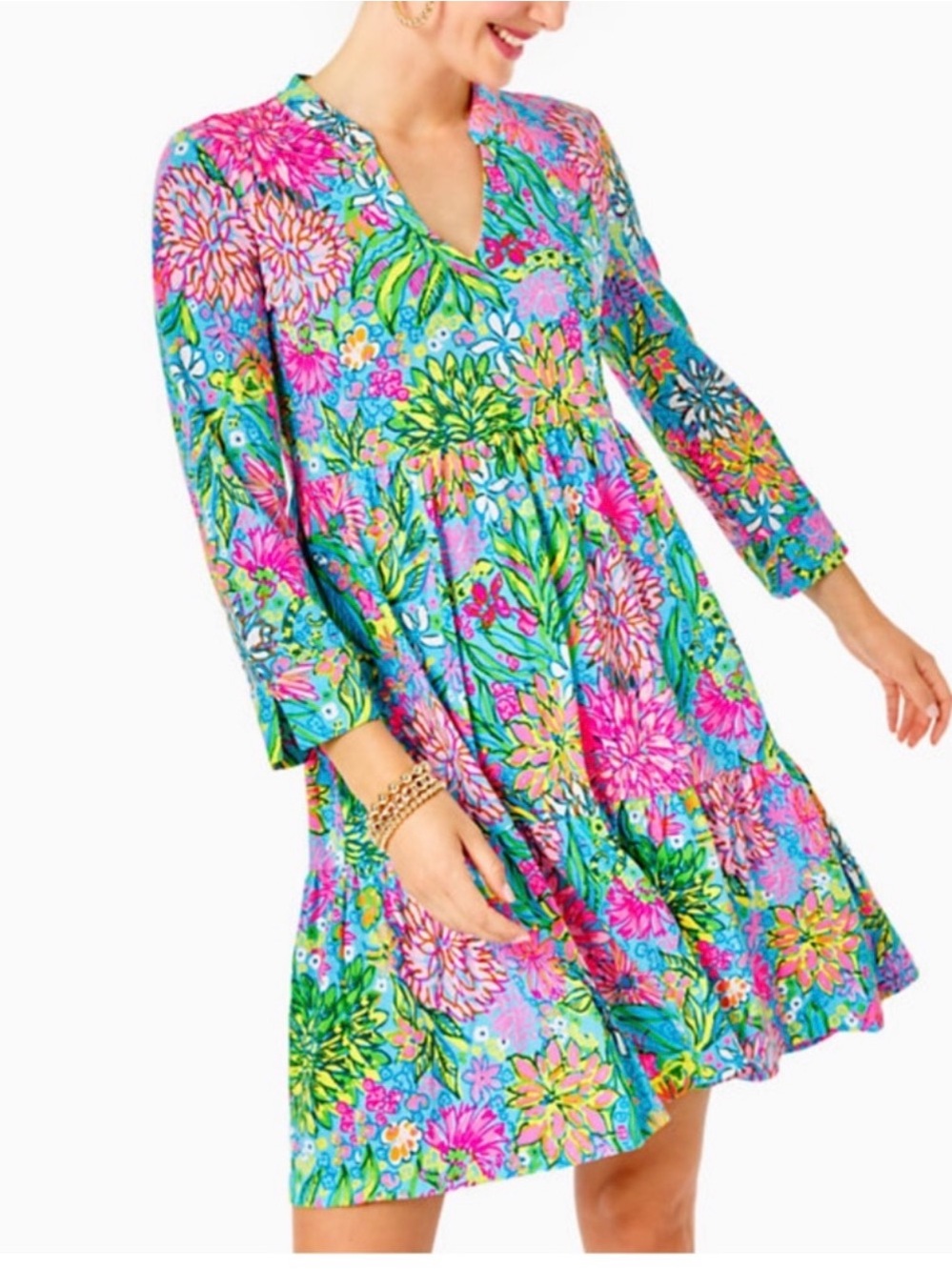 NWOT Lilly Pulitzer Alaina Swing Dress Seabreeze Blue Walking On Sunshine